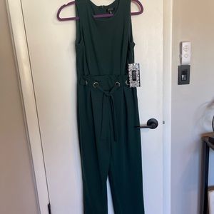 NWT-Spense, Dark Green Jumper, Size 8, Silver circles with tie on front waist.